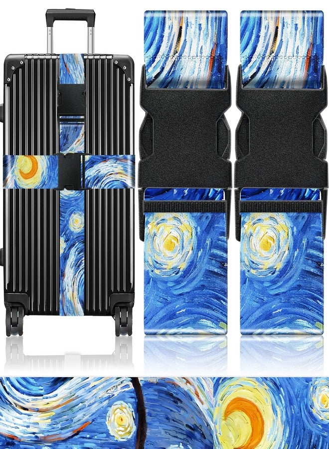 Slohif Luggage Straps for Suitcases Travel Belt Accessories Luggage Connector Identifiers Over Handle with Buckle Unique Nylon Adjustable Strap for Sleeping Bag Car Seat Star(2 Pack) - Image 1